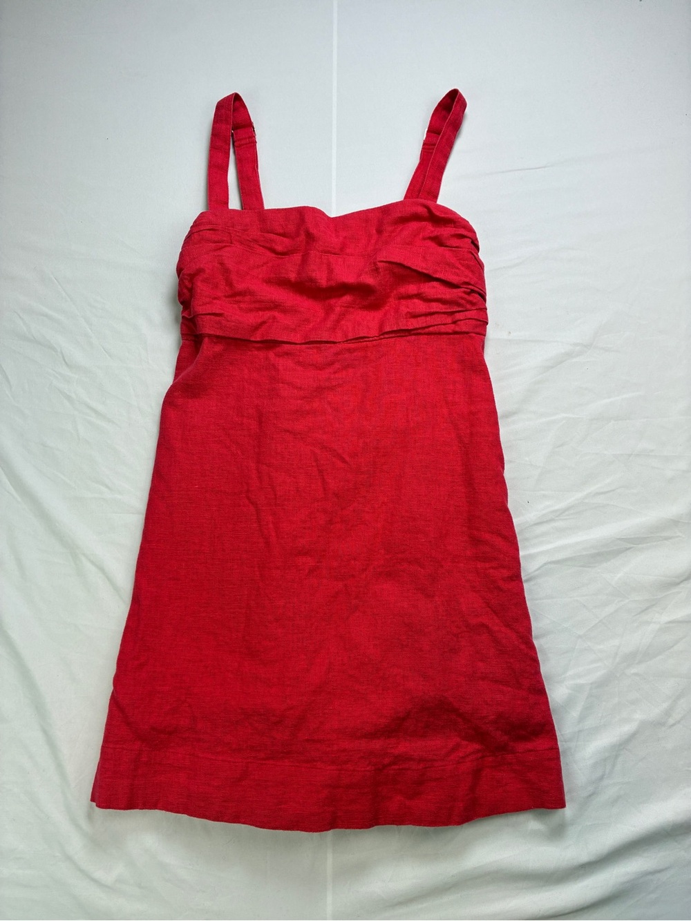 Abercrombie & Fitch Linen Red Mini Sundress Adjustable Straps & Built In Shorts